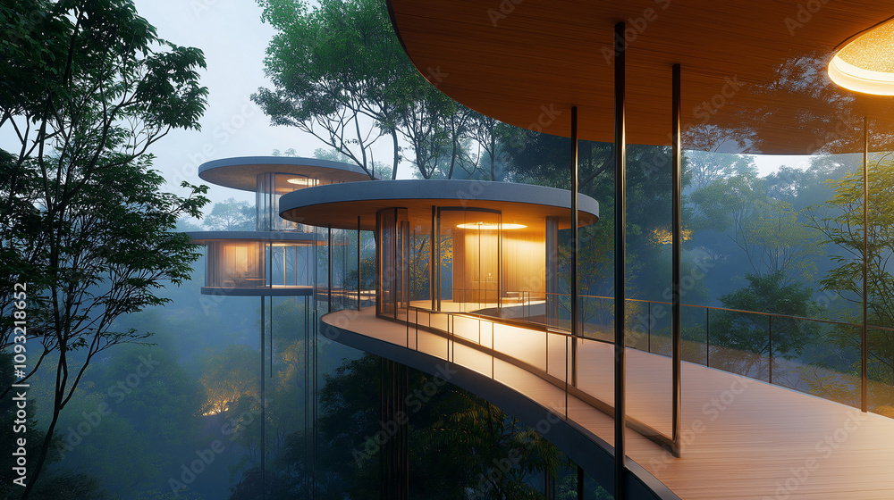 A treehouse hotel with canopy walkways and panoramic views of the jungle A treehouse hotel with canopy walkways and panoramic views of the jungle