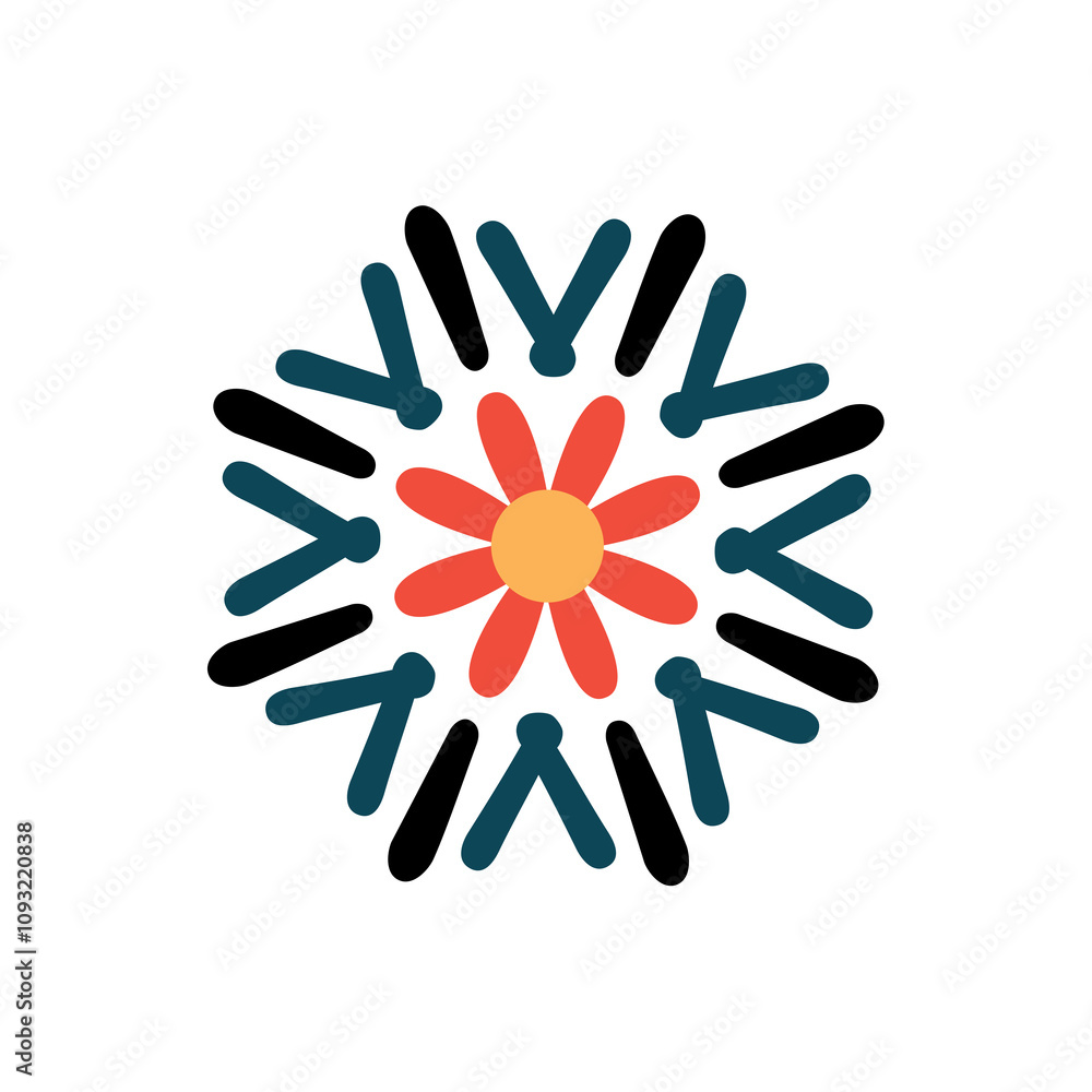 Abstract Floral Mandala Design with Geometric Symmetry Abstract Floral Mandala Design with Geometric Symmetry