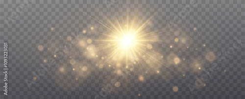
Shining golden stars. Light effects. glitter, explosion, golden light with dust. Vector illustration.