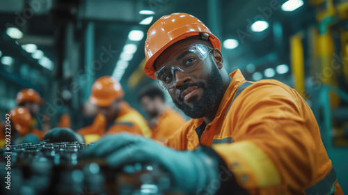 Worker focused on quality control in a manufacturing facility