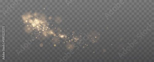 Christmas glowing bokeh. A blur of sparks and golden stars sparkle with a special light. Golden bokeh effect.