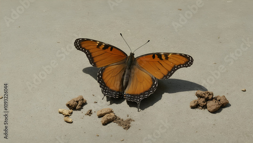 butterfly eating feces on the floor photo