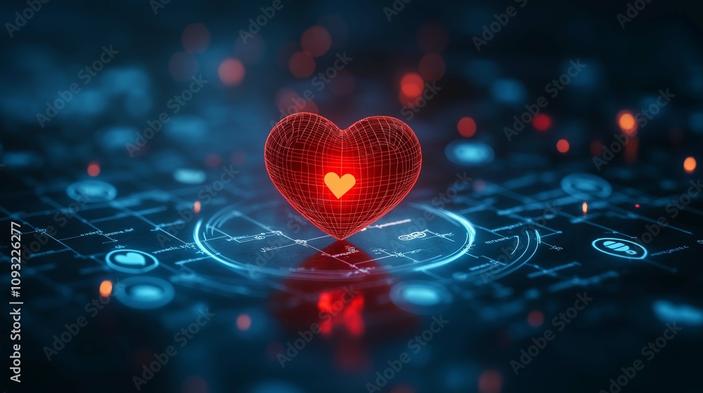 Digital Heart Icon Representing Love and Technology in a Virtual Environment with a Futuristic Feel and a Glowing Heart Symbol Highlighting Connection and Emotion Digital Heart Icon Representing Love and Technology in a Virtual Environment with a Futuristic Feel and a Glowing Heart Symbol Highlighting Connection and Emotion