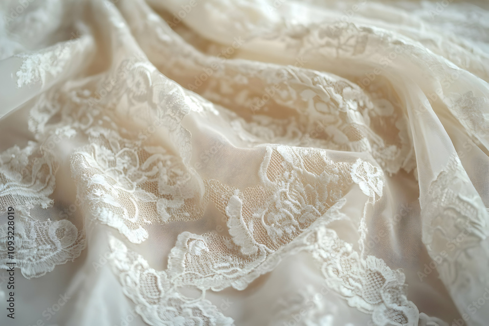 Photo - Delicate White Lace Fabric Texture Photo - Delicate White Lace Fabric Texture