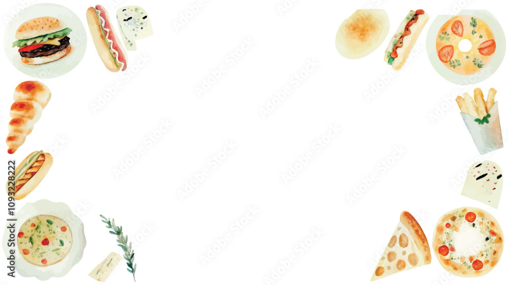 Frame with food on a white background. Flat lay, top view. Frame with food on a white background. Flat lay, top view.