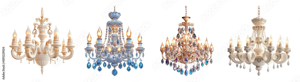 Elegant Chandeliers on Transparent Background Elegant Chandeliers on Transparent Background