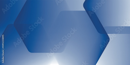 Modern abstract blue background with glowing geometric lines. Blue gradient hexagon shape design. Futuristic technology concep