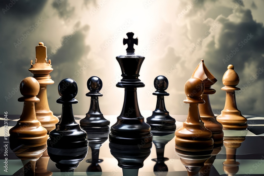 floating chess pieces of strategic thought floating chess pieces of strategic thought