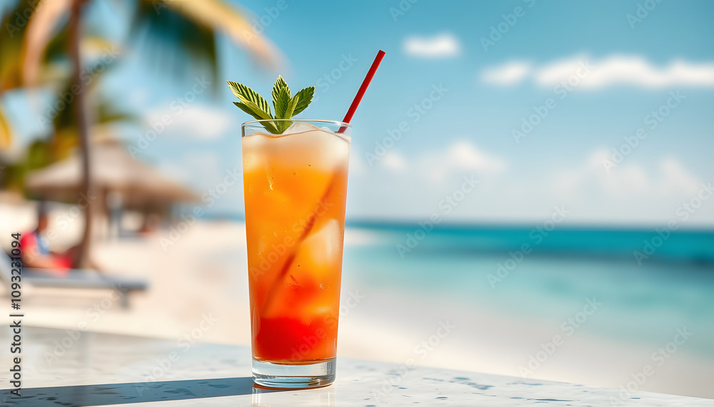 cocktail with blur beach on background isolated with white highlights, png cocktail with blur beach on background isolated with white highlights, png