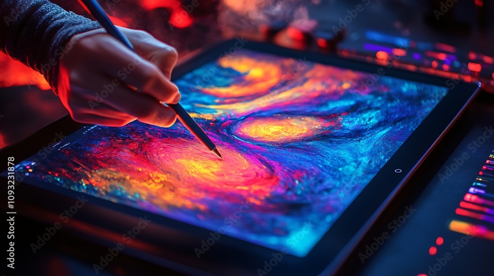 Digital art creation studio artwork creative space close-up imagination Digital art creation studio artwork creative space close-up imagination