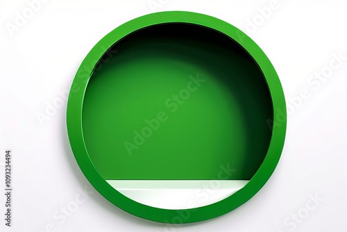 green outline white fill green circle outline with a white inter photo