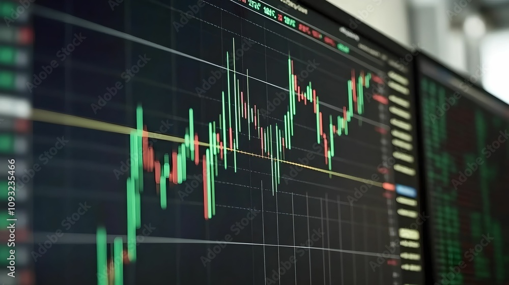 Close-Up of Candlestick Charts with Stock Price Indicators, finance, market, bars, analysis Close-Up of Candlestick Charts with Stock Price Indicators, finance, market, bars, analysis