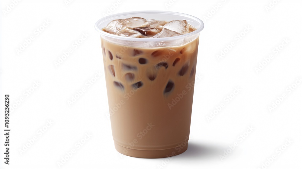 Iced Beverage in a Plastic To-Go Cup, Isolated on White Iced Beverage in a Plastic To-Go Cup, Isolated on White