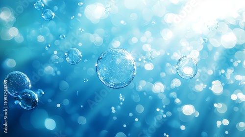 Wallpaper Mural Nutrition, moisturizing, skin care, water molecules, macro water droplets, bubbles Torontodigital.ca