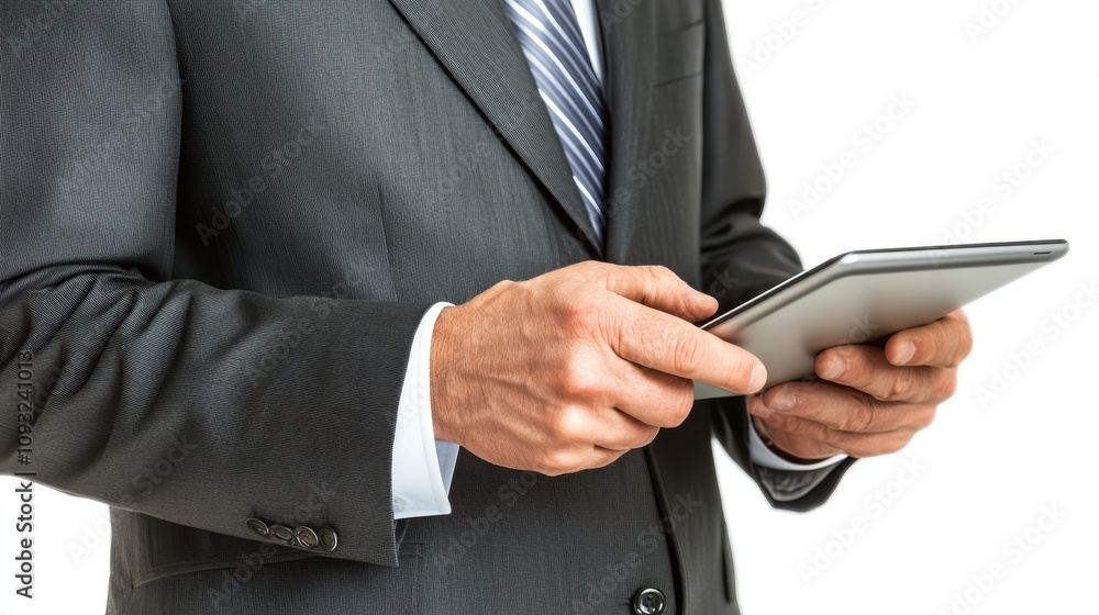 Manager Checking Inventory with Tablet in Bright Space Manager Checking Inventory with Tablet in Bright Space