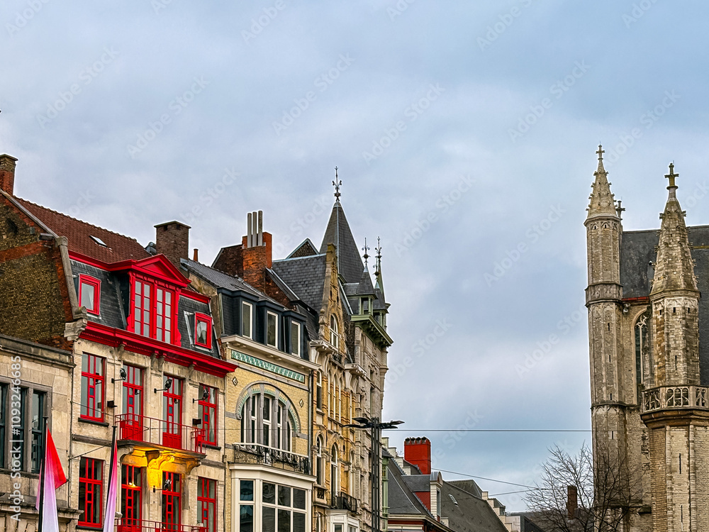 Fototapeta premium Street view of downtown Ghent, Belgium
