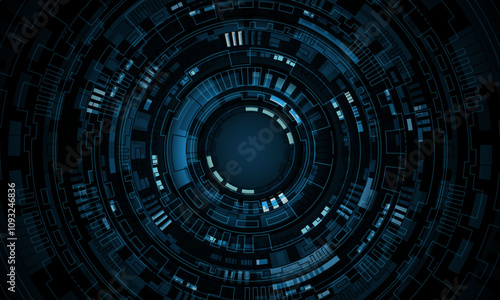 Technology blue circle cyber system futuristic design ultramodern background vector