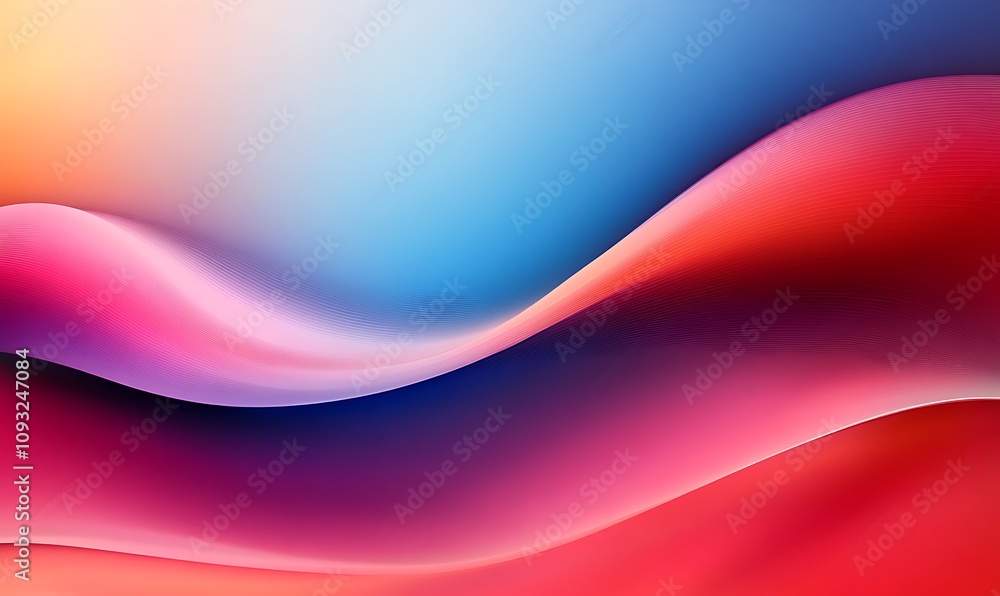 Obraz premium abstract background with smooth wavy lines in red and blue colors. Generative AI