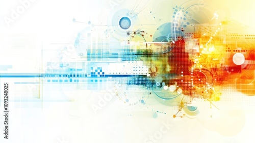 Abstract digital artwork featuring vibrant colors and geometric shapes.