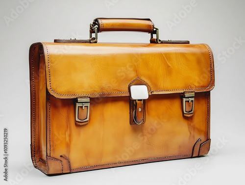 Wallpaper Mural Elegant Leather Briefcase with Wireless Charging Compartment   Premium Business Accessory in Clean White Setting Torontodigital.ca