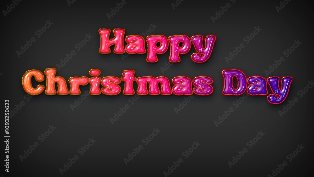 Happy Christmas Day with plastic effect on gray background Happy Christmas Day with plastic effect on gray background
