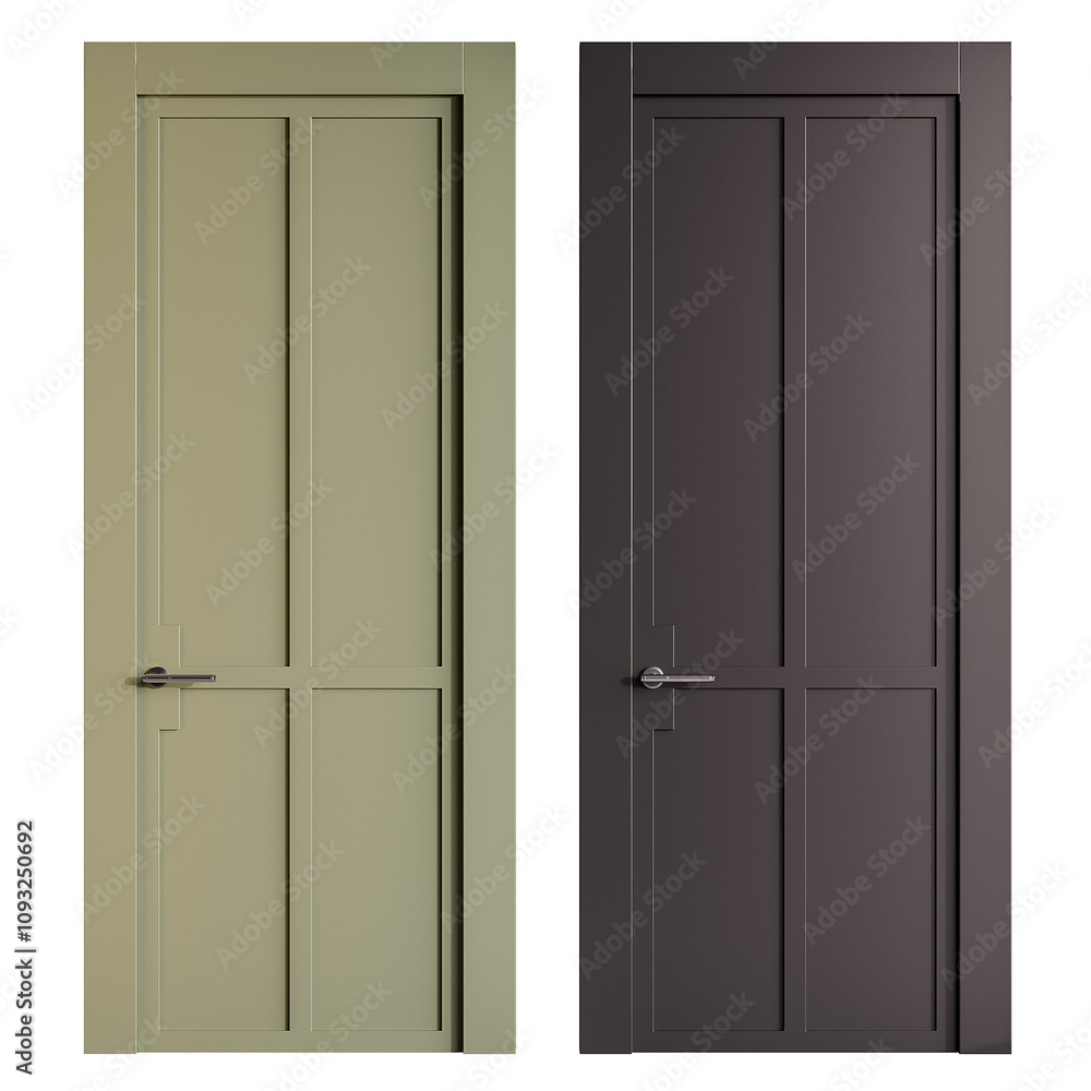 Two doors, one is green and the other is black Two doors, one is green and the other is black