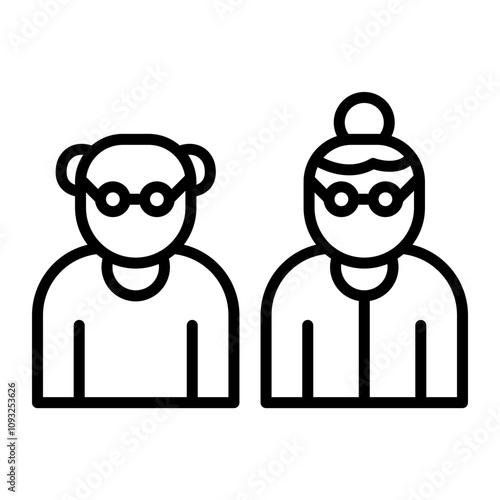 Grandparents Vector Line Icon Design