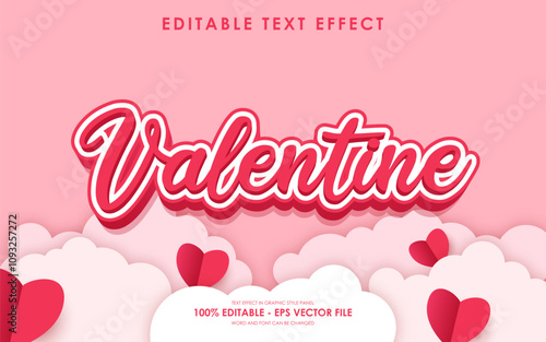 Editable Happy Valentine Day Text Effect with a Valentine's themed background