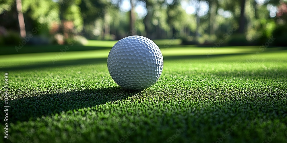 Golf ball resting on lush green grass in a serene outdoor setting during daylight Golf ball resting on lush green grass in a serene outdoor setting during daylight