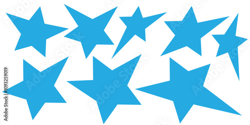 Set of trendy irregular black stars. Simple funky groovy abstract shapes.
