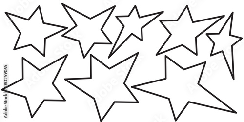 Set of trendy irregular black stars. Simple funky groovy abstract shapes.
