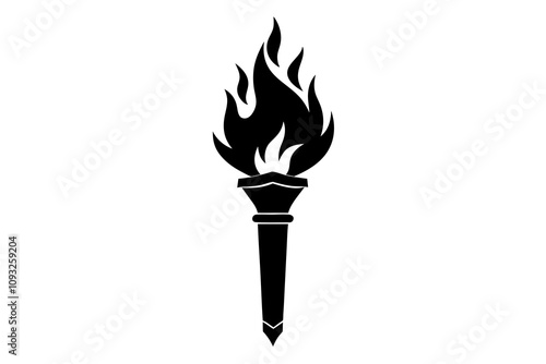 Justice Torch Silhouette - Flaming Torch Symbolizing Enlightenment and Law Vector Design