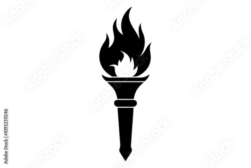 Justice Torch Silhouette - Flaming Torch Symbolizing Enlightenment and Law Vector Design