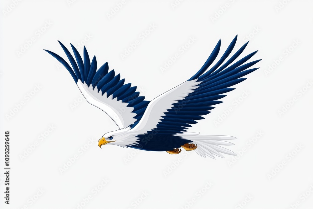 Obraz premium A clean and abstract design of an American eagle, with its wings forming a simple 