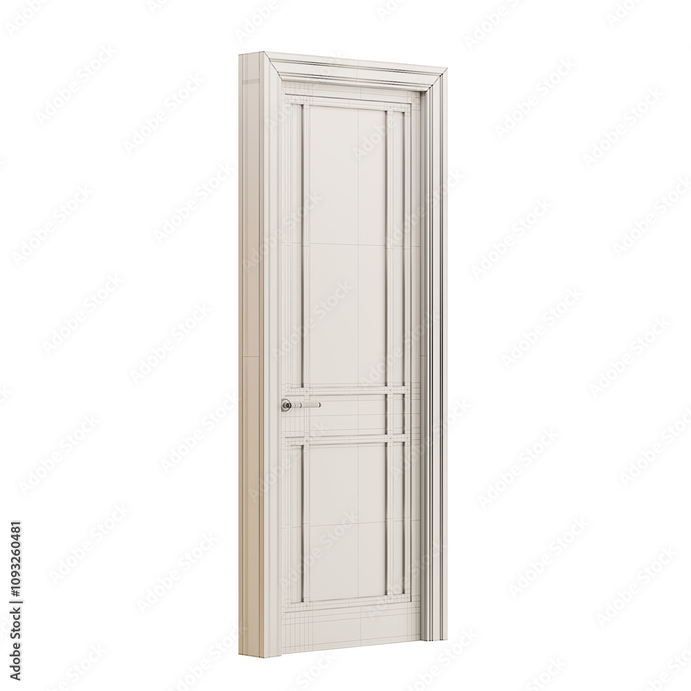 A white door with a black handle and a silver knob A white door with a black handle and a silver knob
