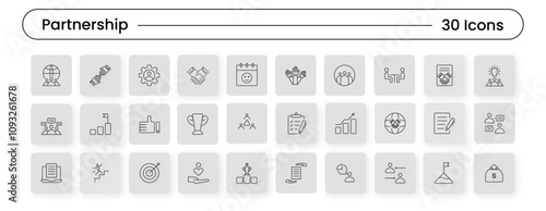 Partnership Icon Set – Collaborative, Business, and Customizable Vector Icons