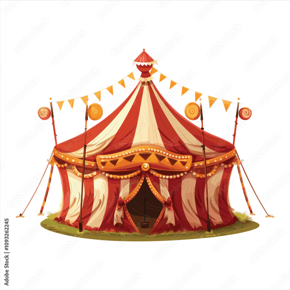 Circus Tent icon Vector Illustration, Circus Tent Symbol with flag silhouette vector Circus Tent icon Vector Illustration, Circus Tent Symbol with flag silhouette vector
