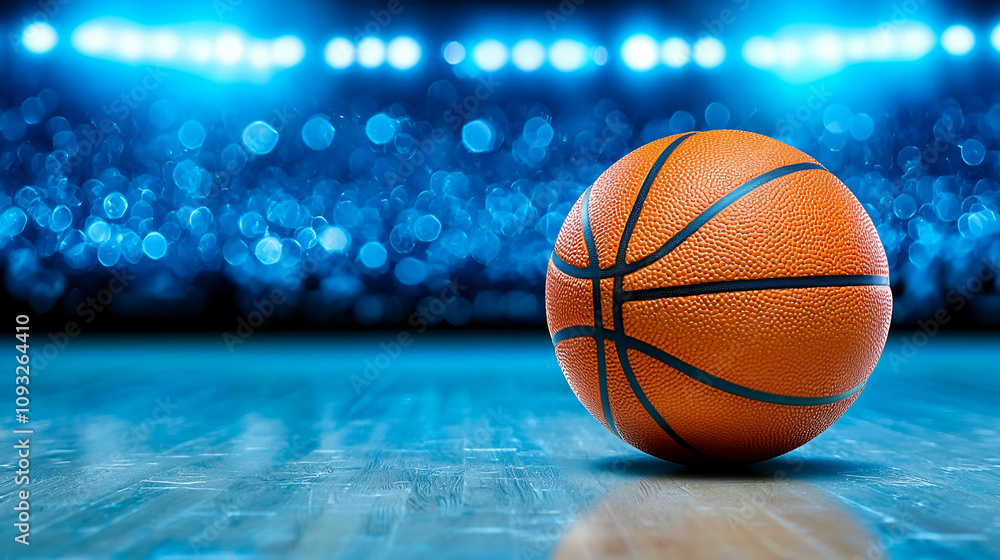 A close-up of a basketball on a court, highlighted by dramatic blue lighting and an out-of-focus crowd in the background. A close-up of a basketball on a court, highlighted by dramatic blue lighting and an out-of-focus crowd in the background.