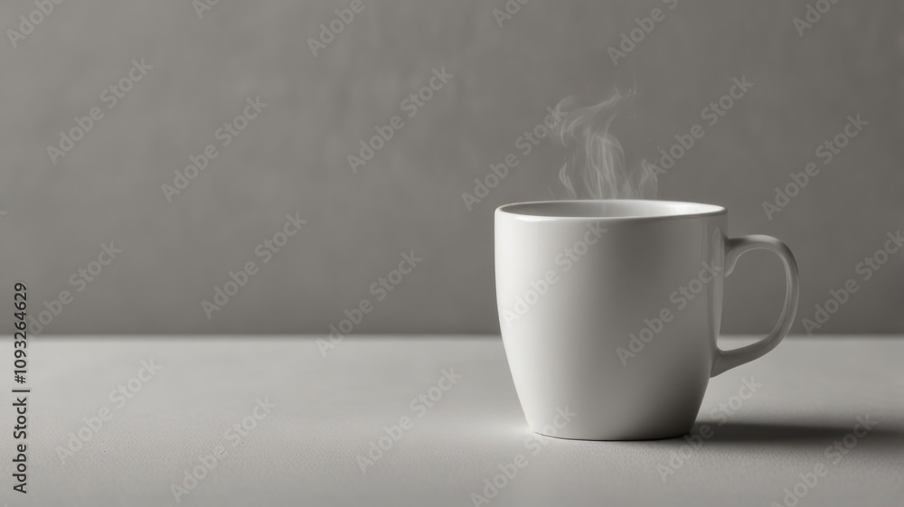 Here's a and keyword list for your stock photo.. Simple white mug on a neutral background. Here's a and keyword list for your stock photo.. Simple white mug on a neutral background.
