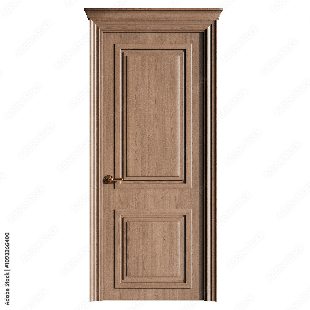 A wooden door with a gold handle and a brass knob A wooden door with a gold handle and a brass knob