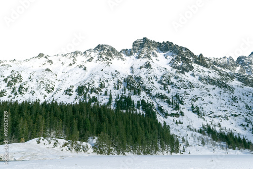 Snowy mountain peaks. Isolated object.