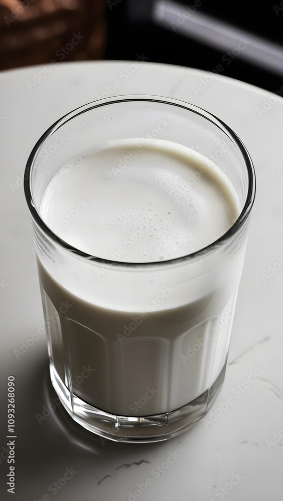 glass of milk at cafe table glass of milk at cafe table