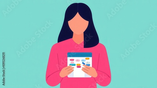 Pharmacist scanning medication, modern pharmacy, flat design illustration