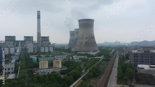 aerial view of a thermal power plant in China. High quality 4k footage