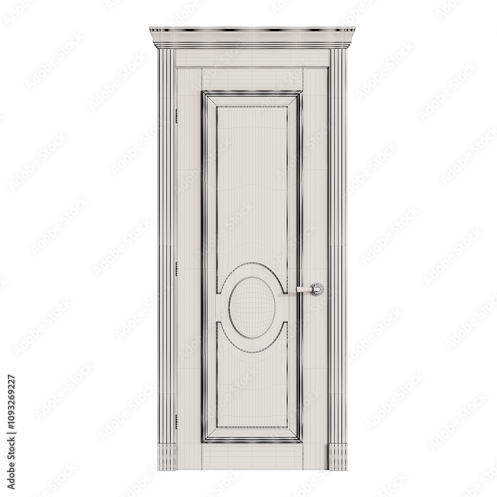 A door with a white frame and a black handle A door with a white frame and a black handle