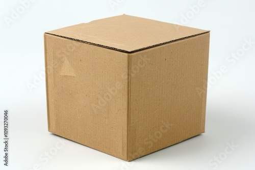 A simple, unmarked cardboard box with a square shape, suitable for storage or shipping purposes.