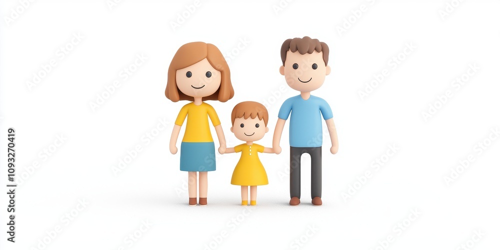 A cheerful family of three standing together, representing unity and happiness. A cheerful family of three standing together, representing unity and happiness.