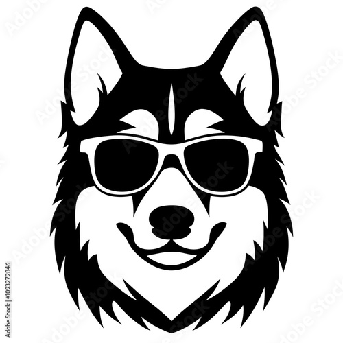 Siberian husky dog vector silhouette on a white background