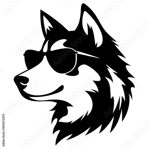 Siberian husky dog vector silhouette on a white background