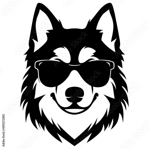 Siberian husky dog vector silhouette on a white background